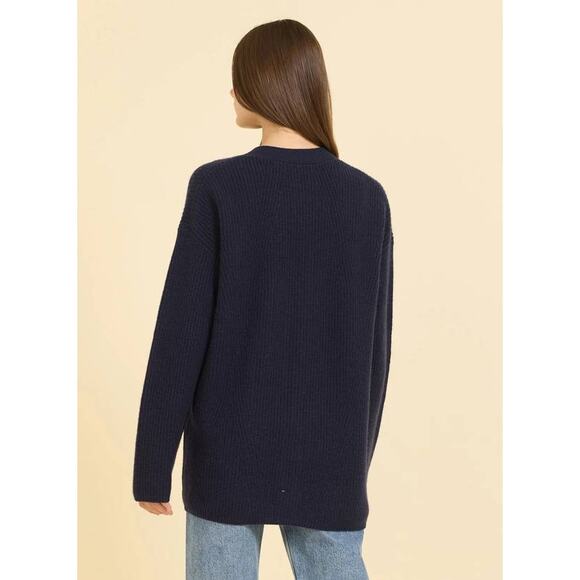 One Grey Day Pacific Cashmere Cardigan Sweater in Navy S - Picture 3 of 5